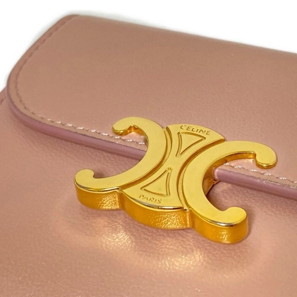 CELINE Small flap wallet 10D783BZG.25VP Pink Beige Leather - Trifold Wallet - Picture 12 of 13